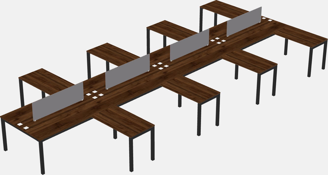 Mesa compartilhada em forma de l