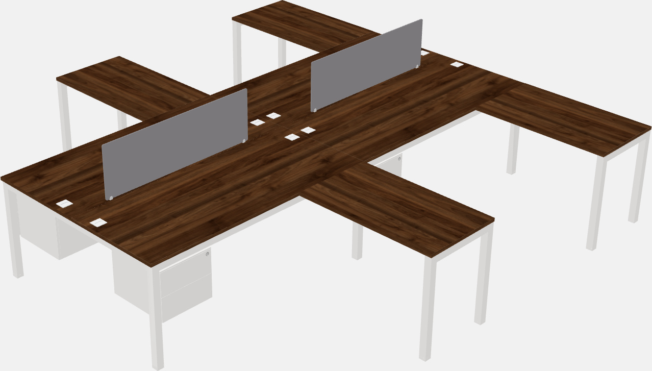 Nakabahaging l-shaped desk