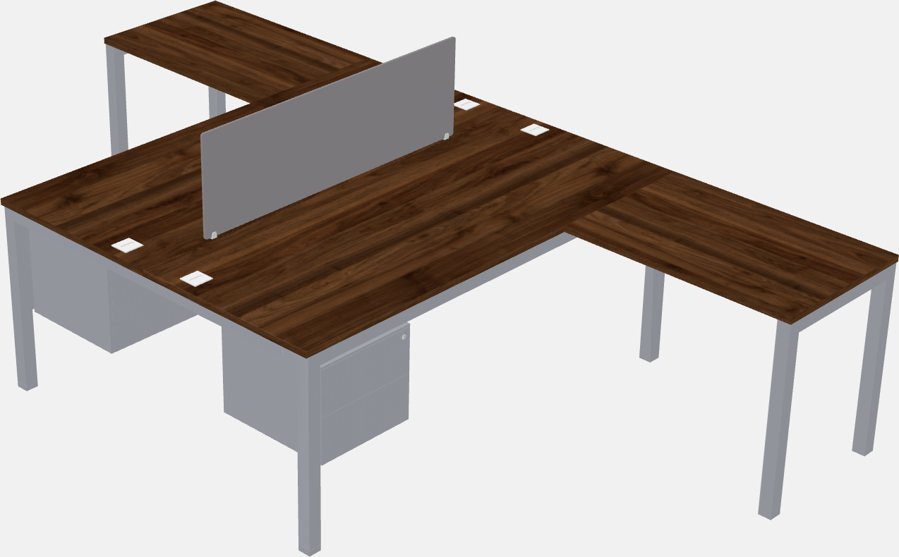 Mesa compartilhada em forma de l