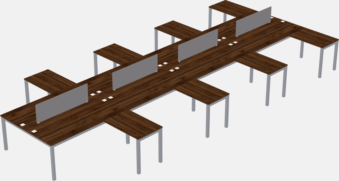 Mesa compartilhada em forma de l