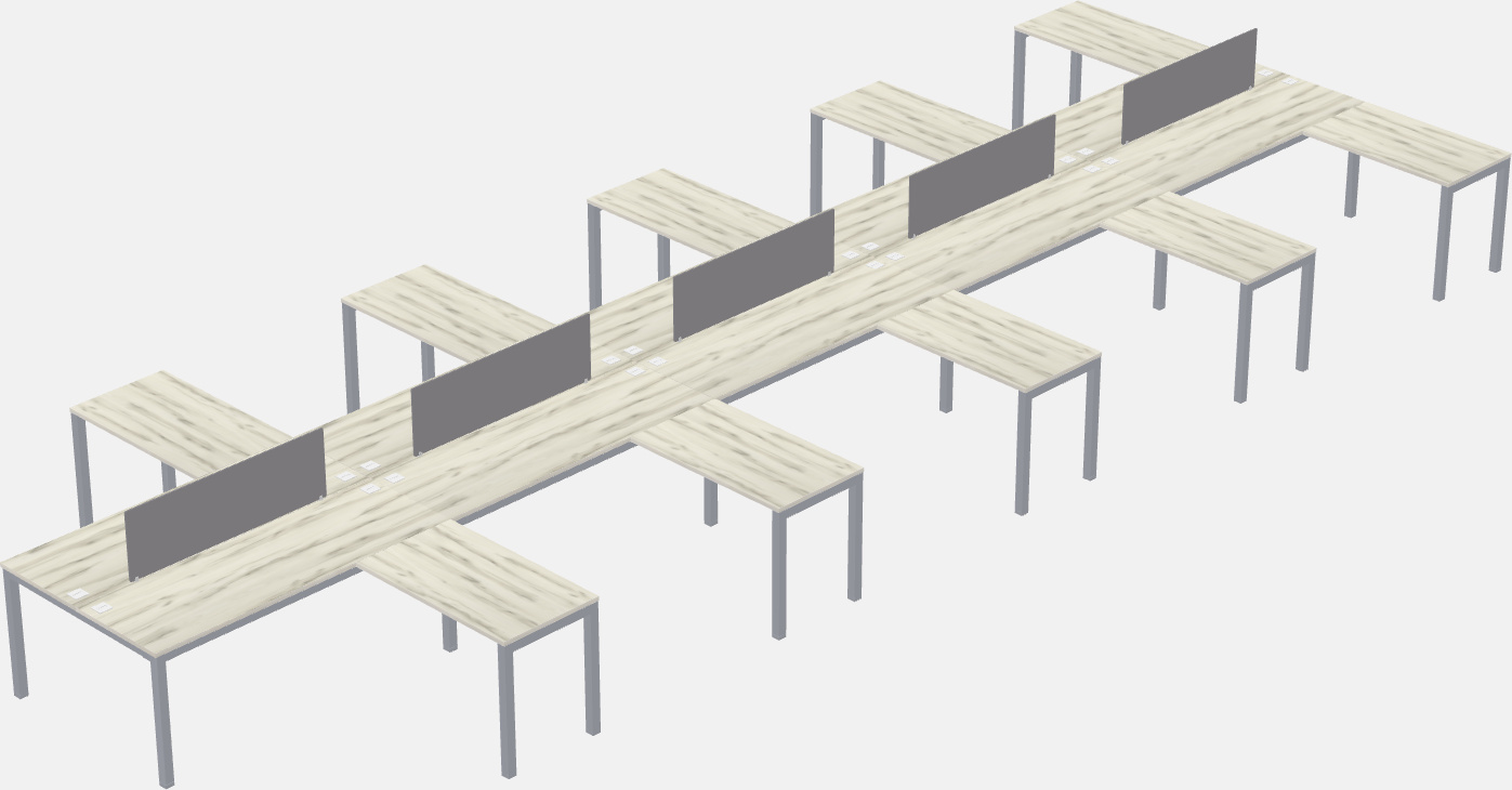 Nakabahaging l-shaped desk