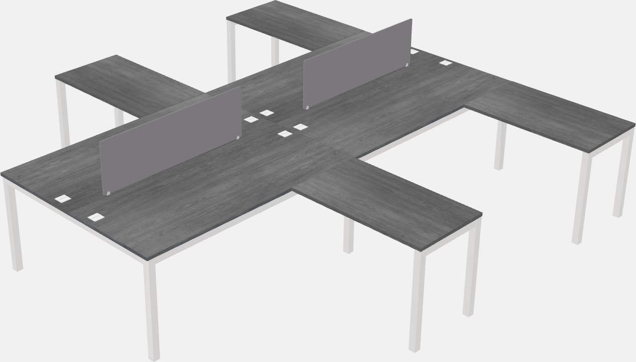 Mesa compartilhada em forma de l