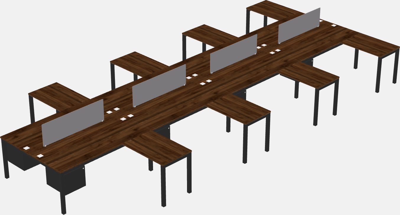 Nakabahaging l-shaped desk