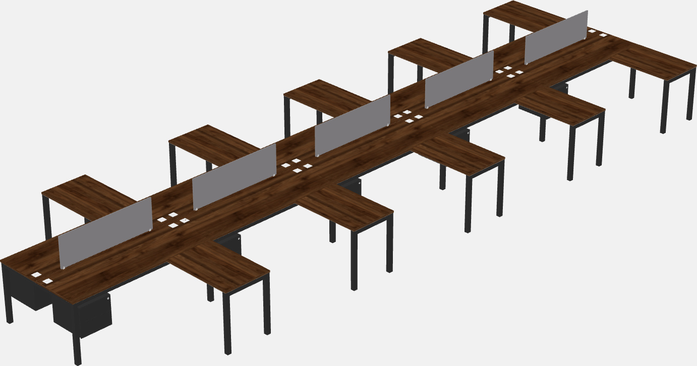 Nakabahaging l-shaped desk