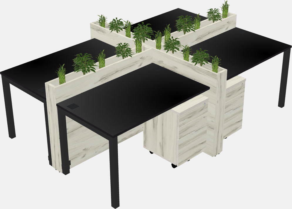 Rectangular shared desk