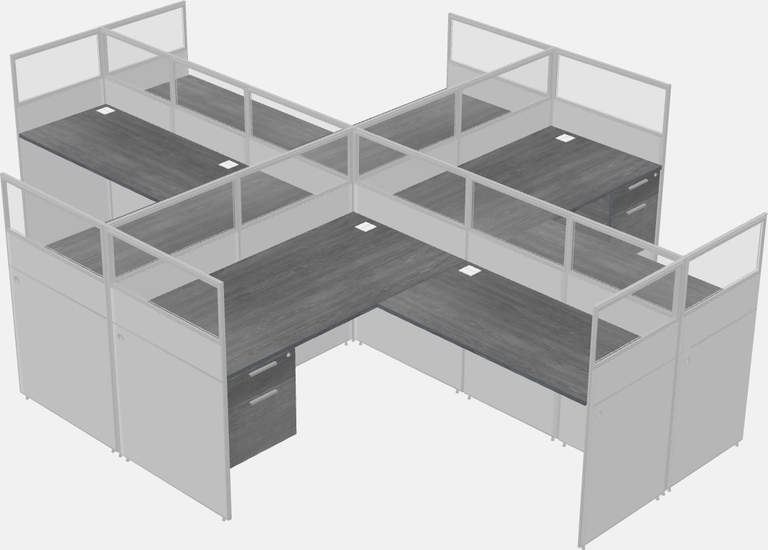 Shared l-shaped cubicles