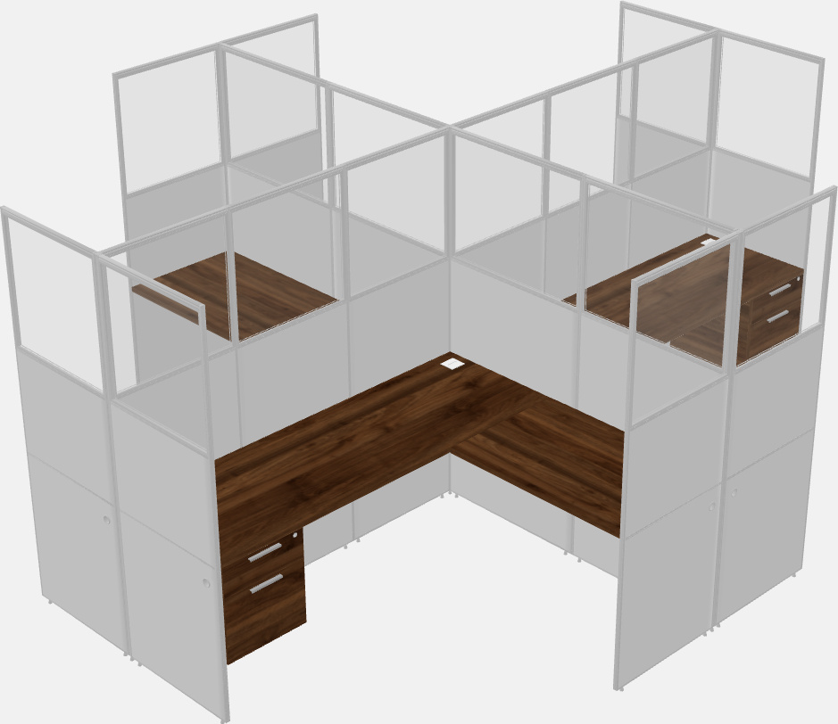 Cubículos compartidos en forma de l