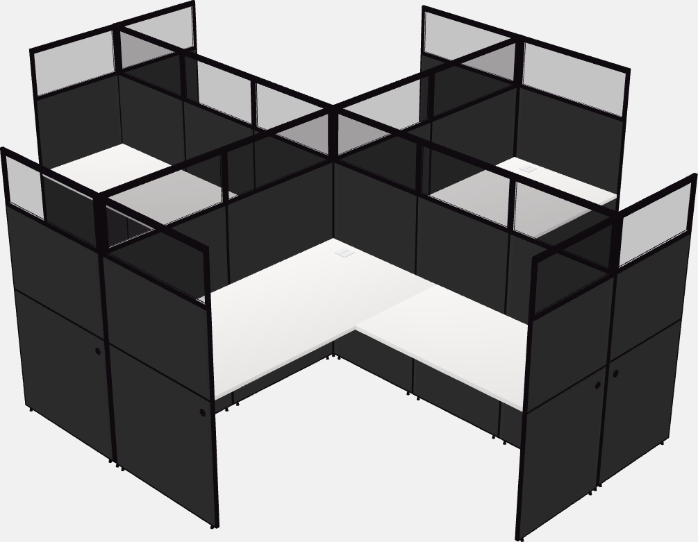 Cubículos compartidos en forma de l