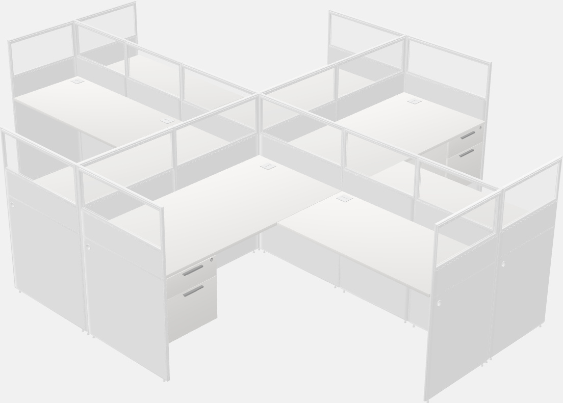 Shared l-shaped cubicles