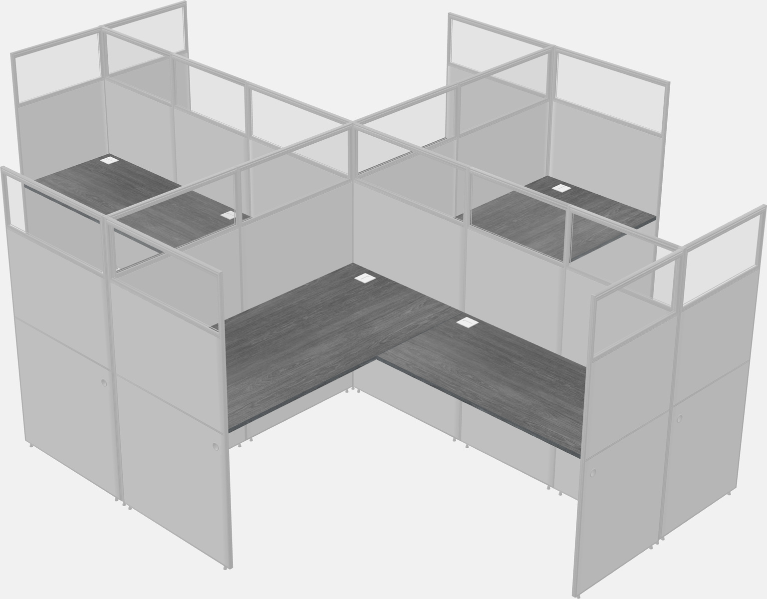 Cubículos compartidos en forma de l