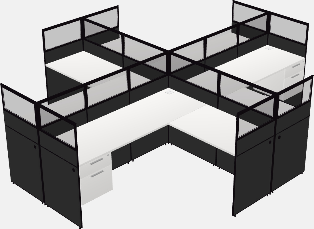 Cubículos compartidos en forma de l