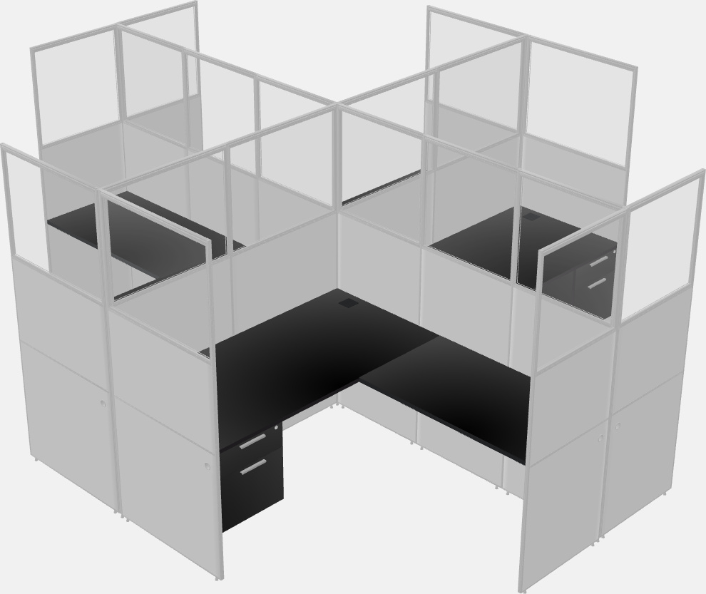 Shared l-shaped cubicles