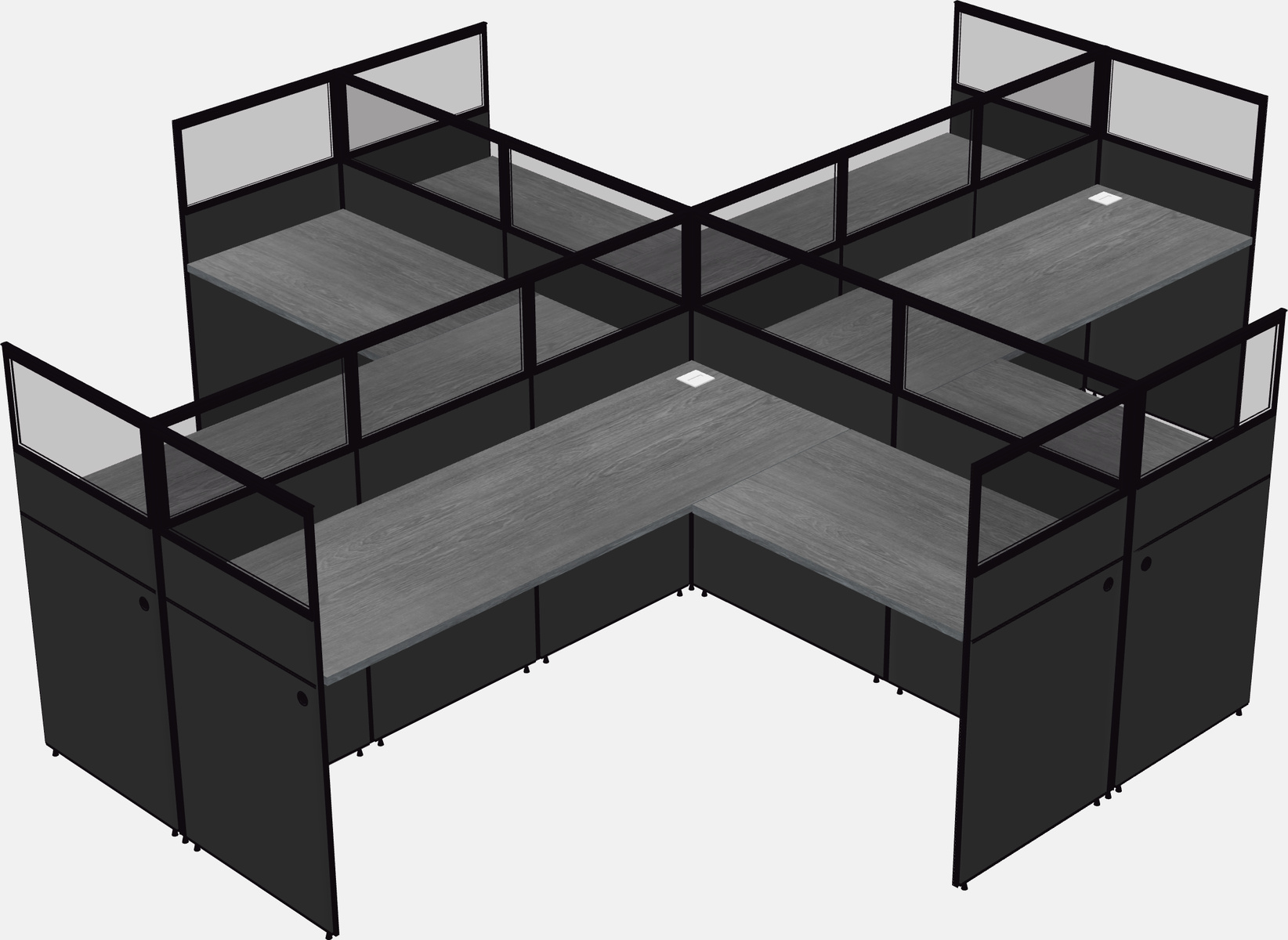 Cubículos compartidos en forma de l