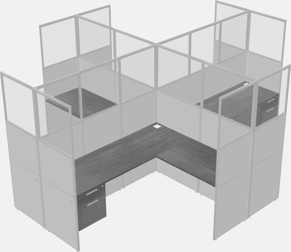 Cubículos compartidos en forma de l