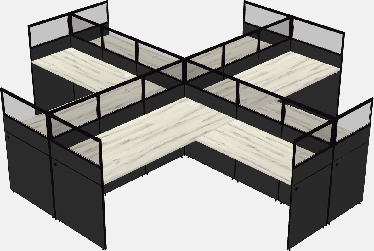 Shared l-shaped cubicles