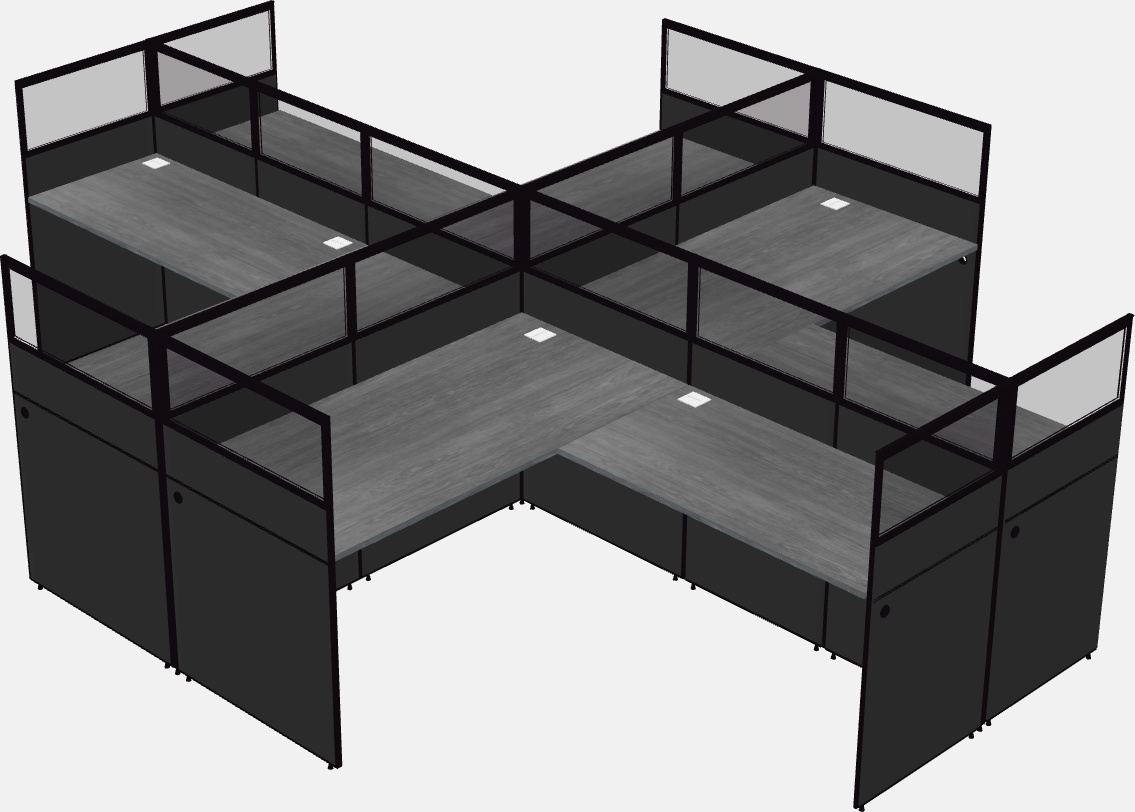 Shared l-shaped cubicles