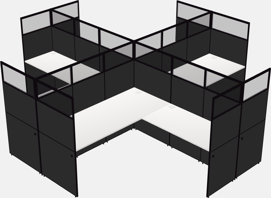 Cubículos compartidos en forma de l