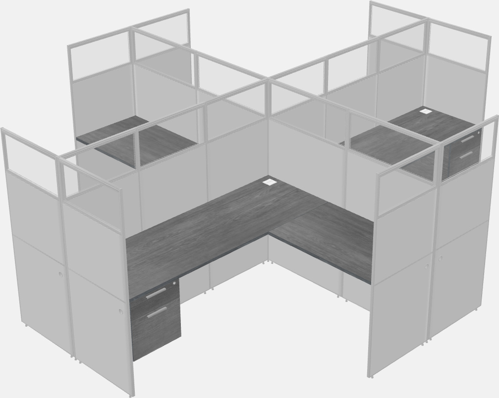 Cubículos compartidos en forma de l