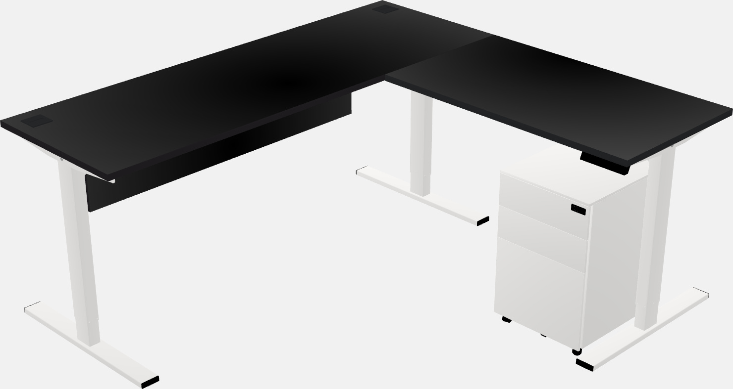 Sit-to-stand l-shaped desk