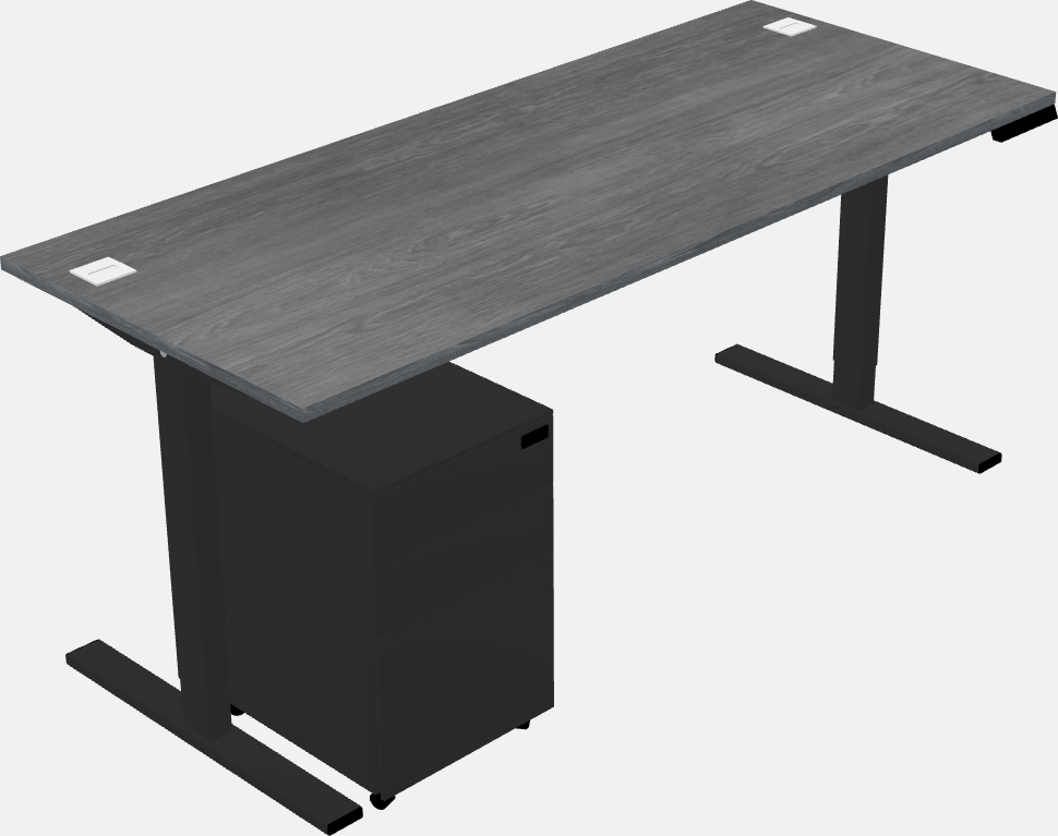 Sit-to-stand rectangular desk