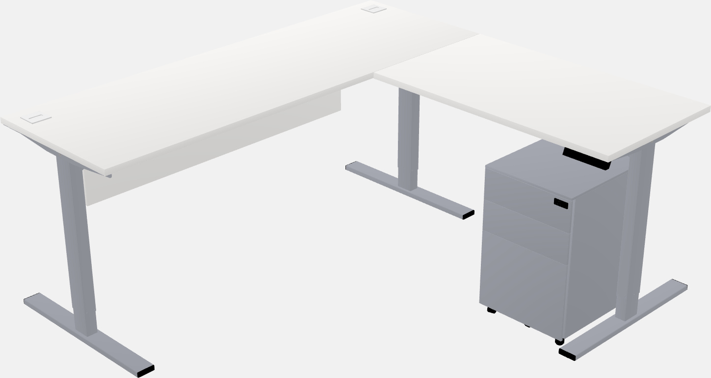 Sit-to-stand l-shaped desk