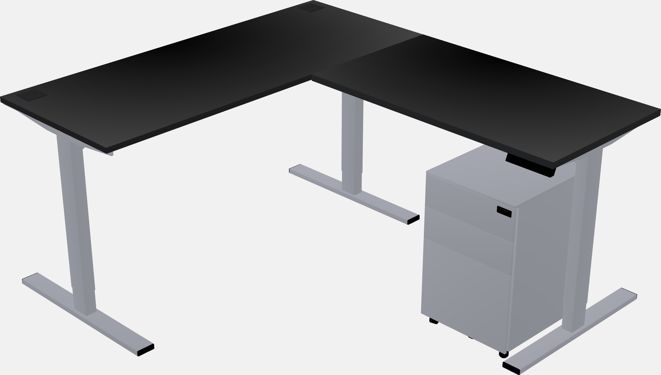 Mesa em forma de l sit-to-stand