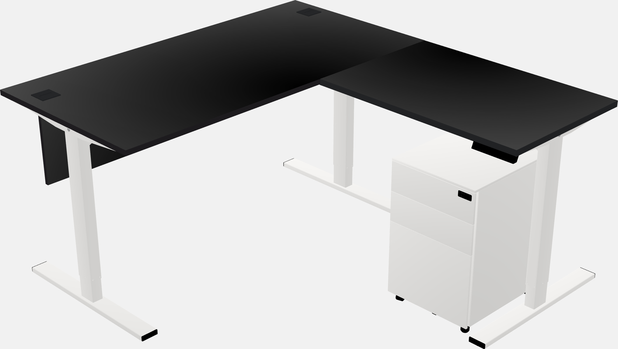 Mesa em forma de l sit-to-stand