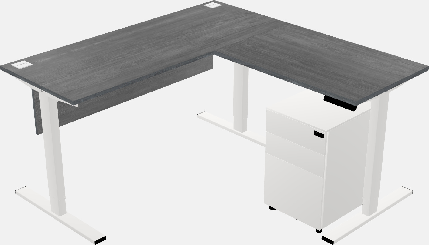 Mesa em forma de l sit-to-stand