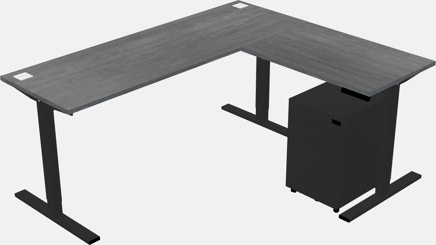 Sit-to-stand l-shaped desk