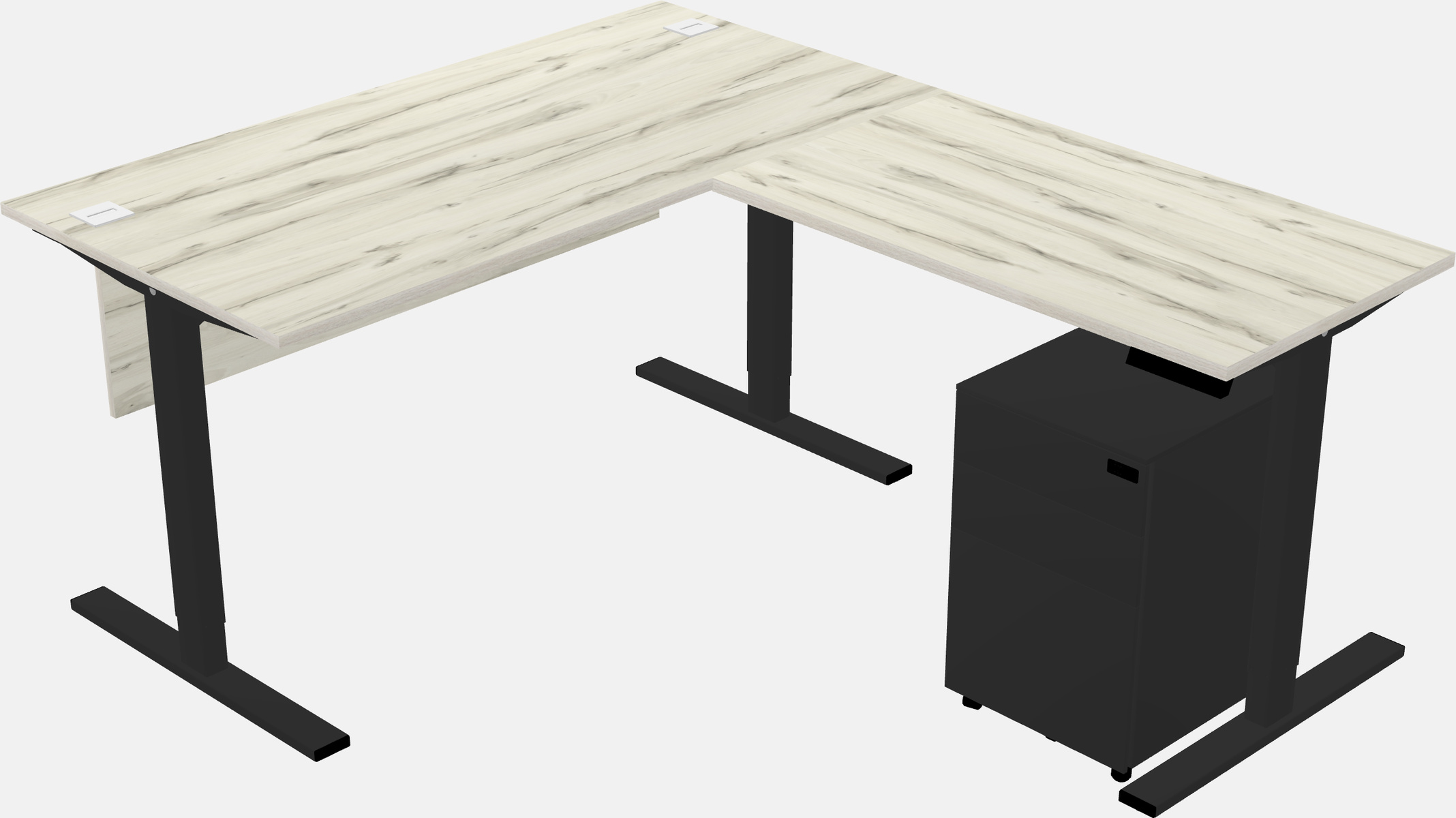 Sit-to-stand l-shaped desk