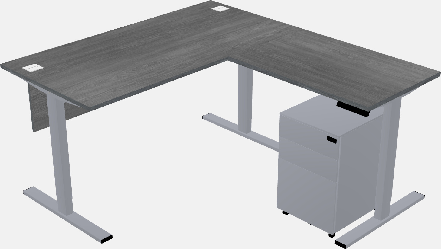 Mesa em forma de l sit-to-stand