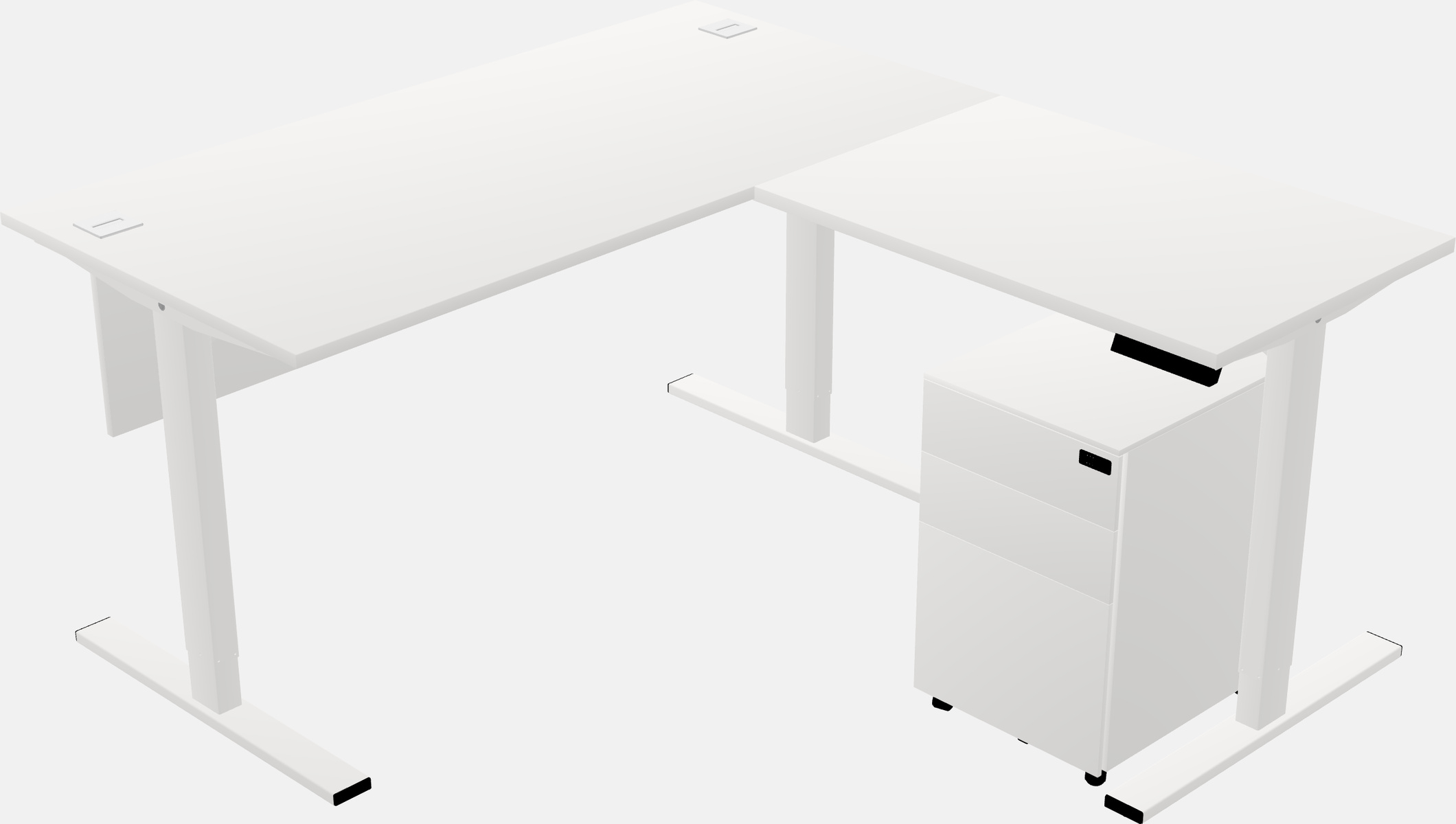 Sit-to-stand l-shaped desk