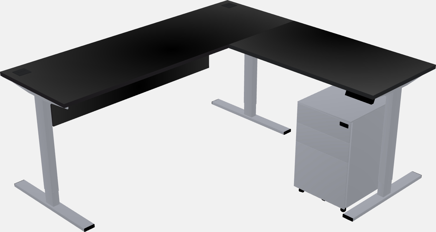 Sit-to-stand l-shaped desk