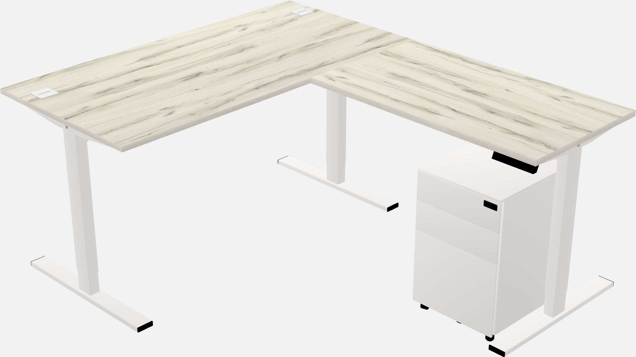 Sit-to-stand l-shaped desk