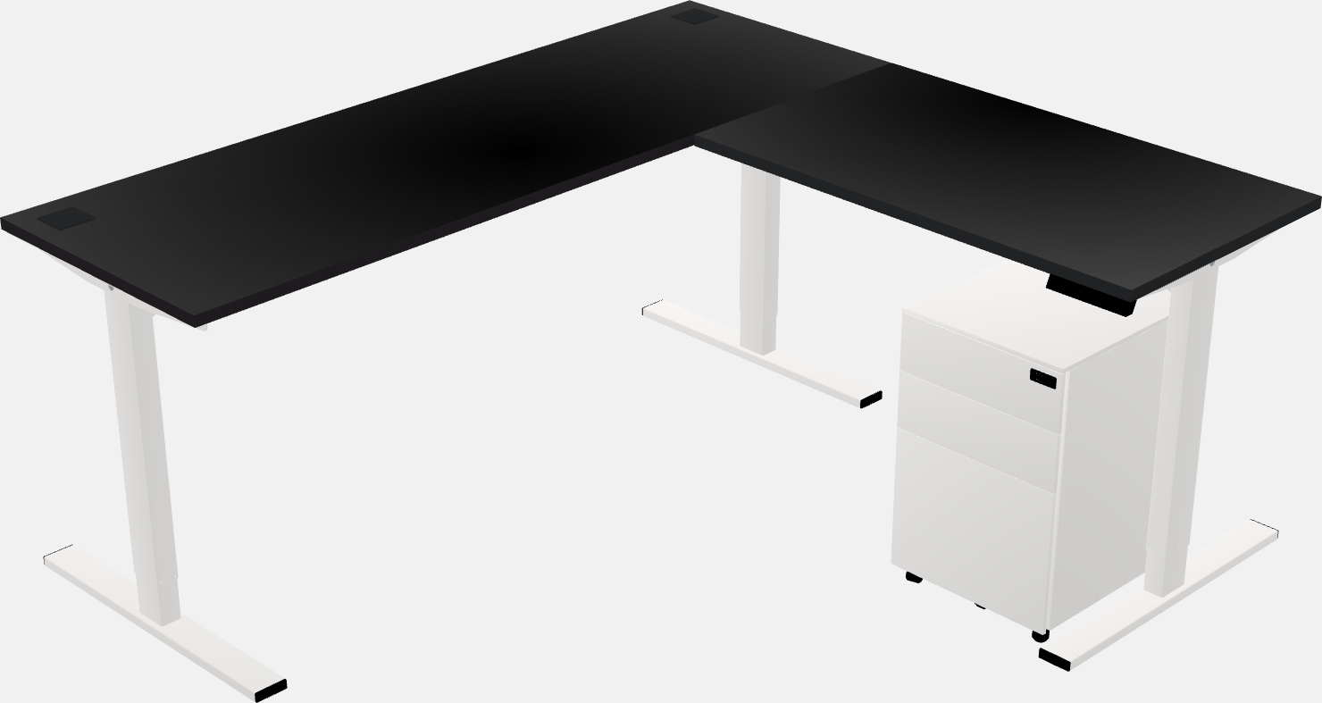 Sit-to-stand l-shaped desk