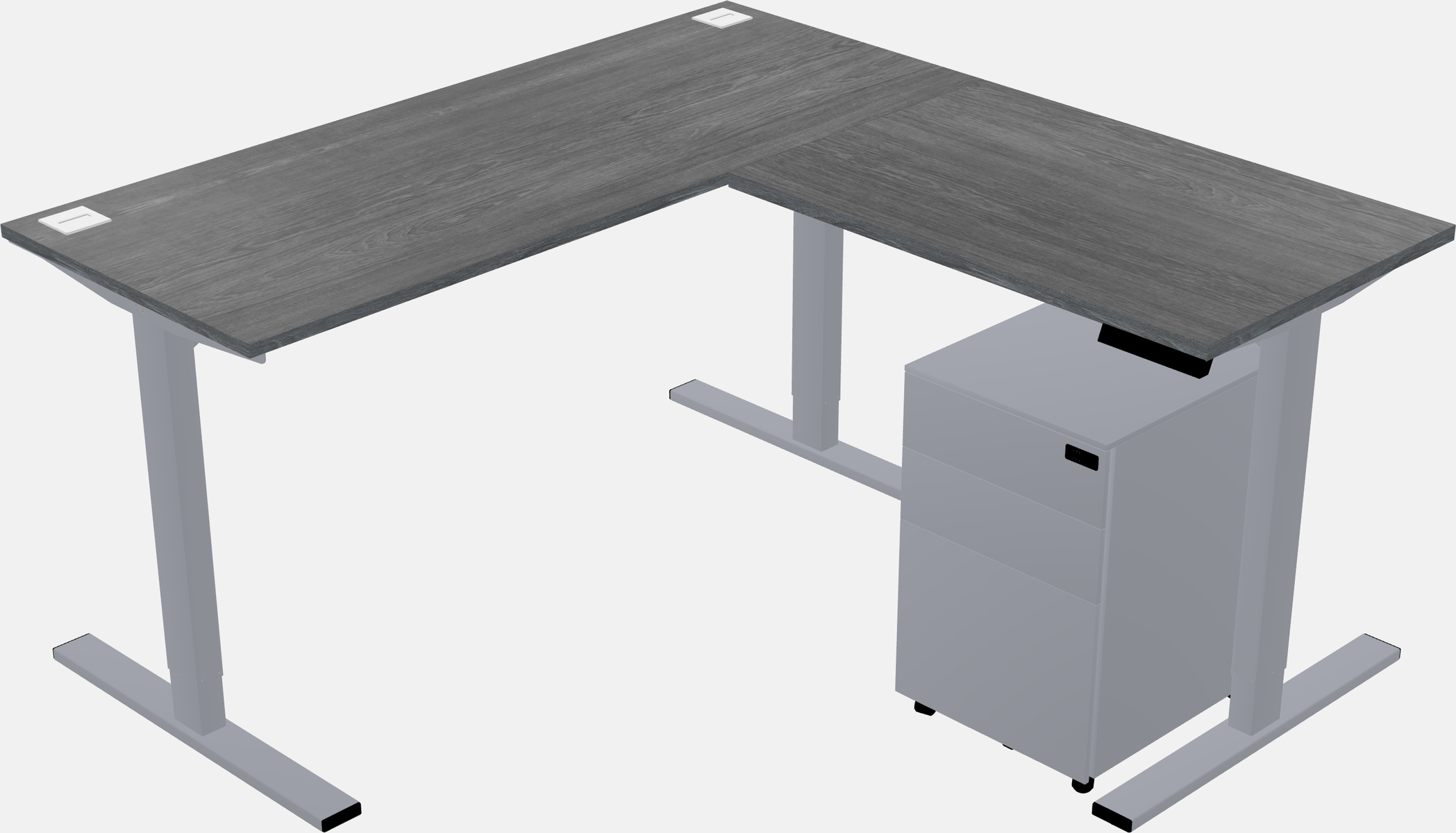 Sit-to-stand l-shaped desk