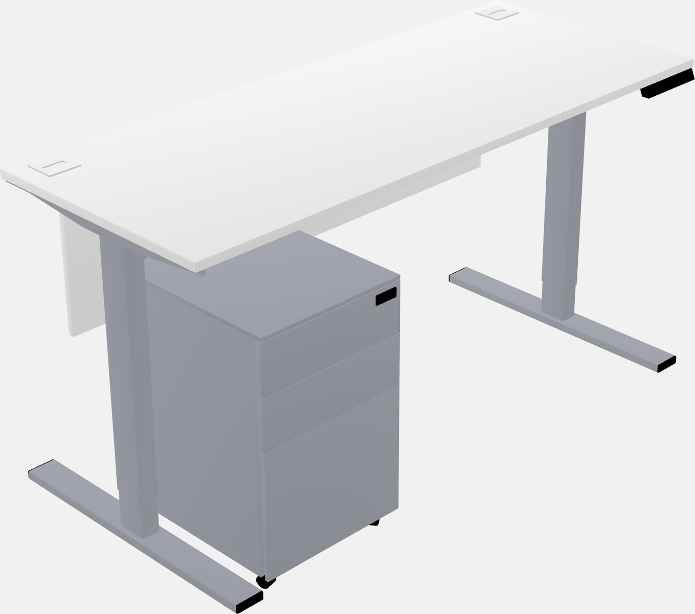 Sit-to-stand rectangular desk