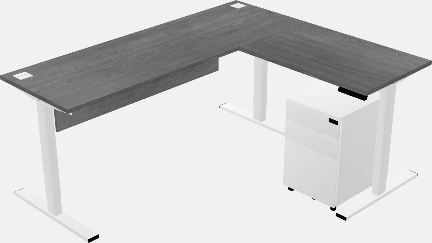 Sit-to-stand l-shaped desk