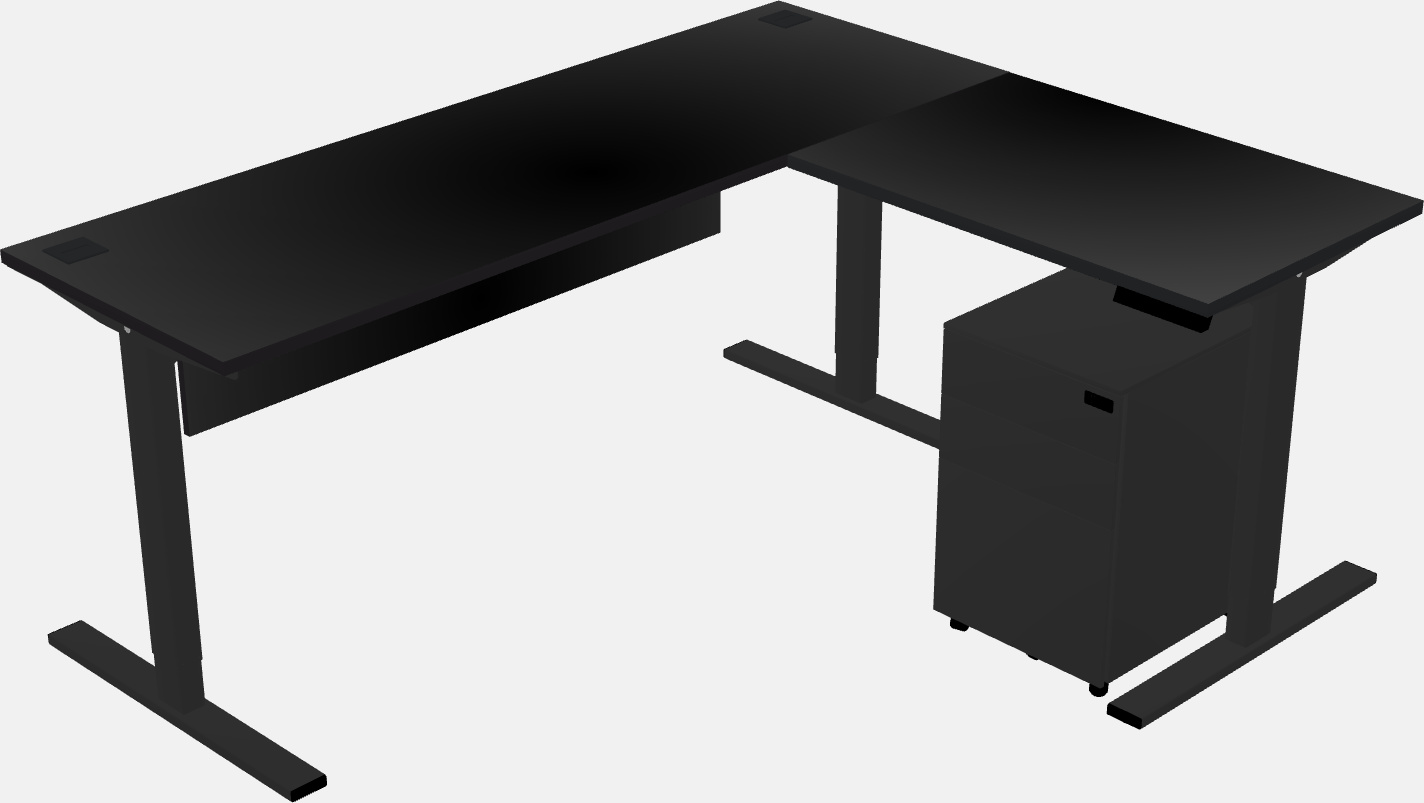 Sitz-steh-schreibtisch in l-form