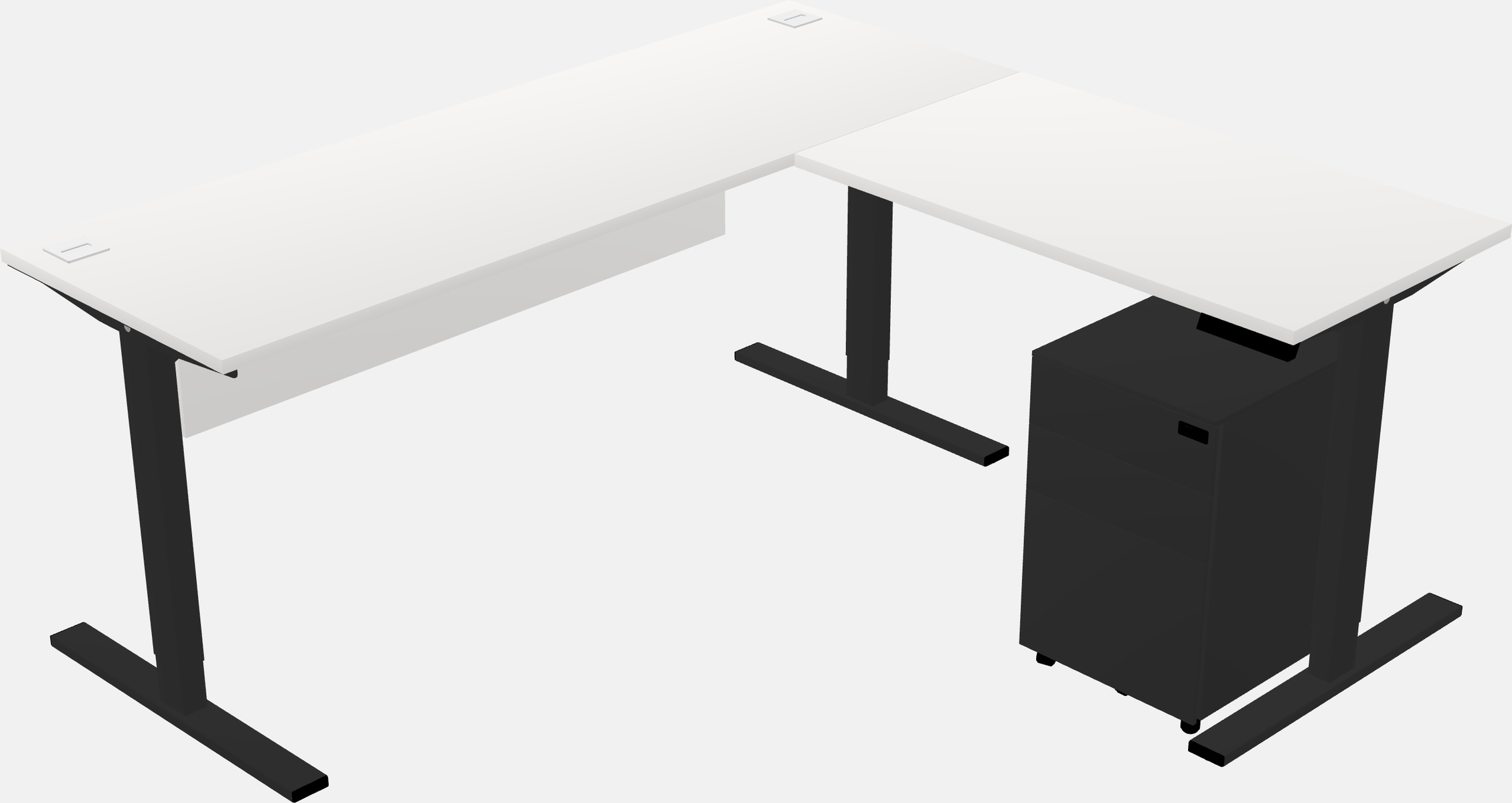 Sit-to-stand l-shaped desk