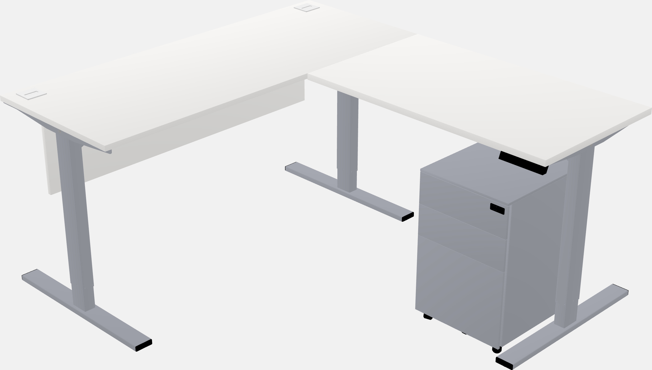 Sit-to-stand l-shaped desk