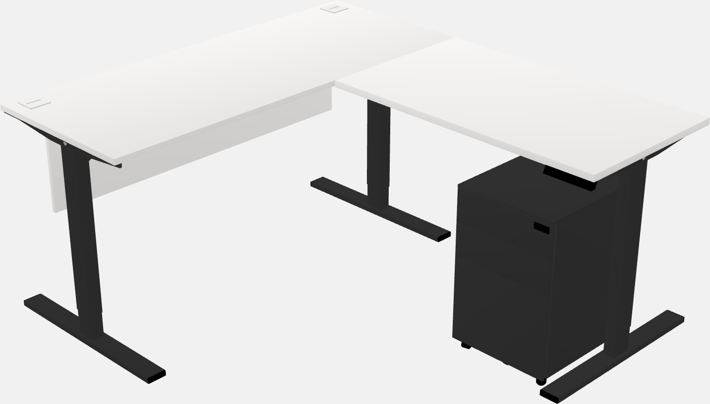 Sit-to-stand l-shaped desk