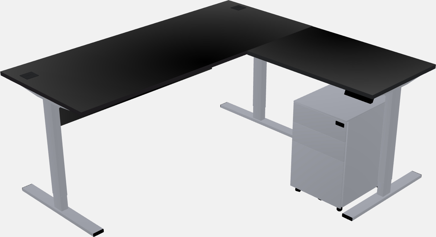 Sit-to-stand l-shaped desk