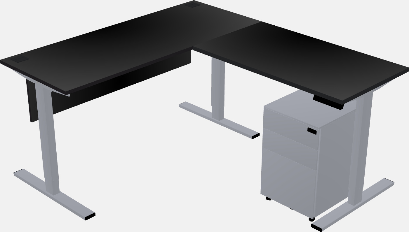 Mesa em forma de l sit-to-stand