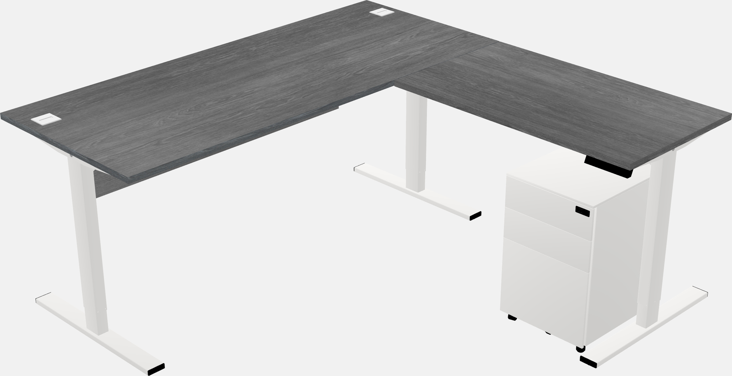 Sit-to-stand l-shaped desk