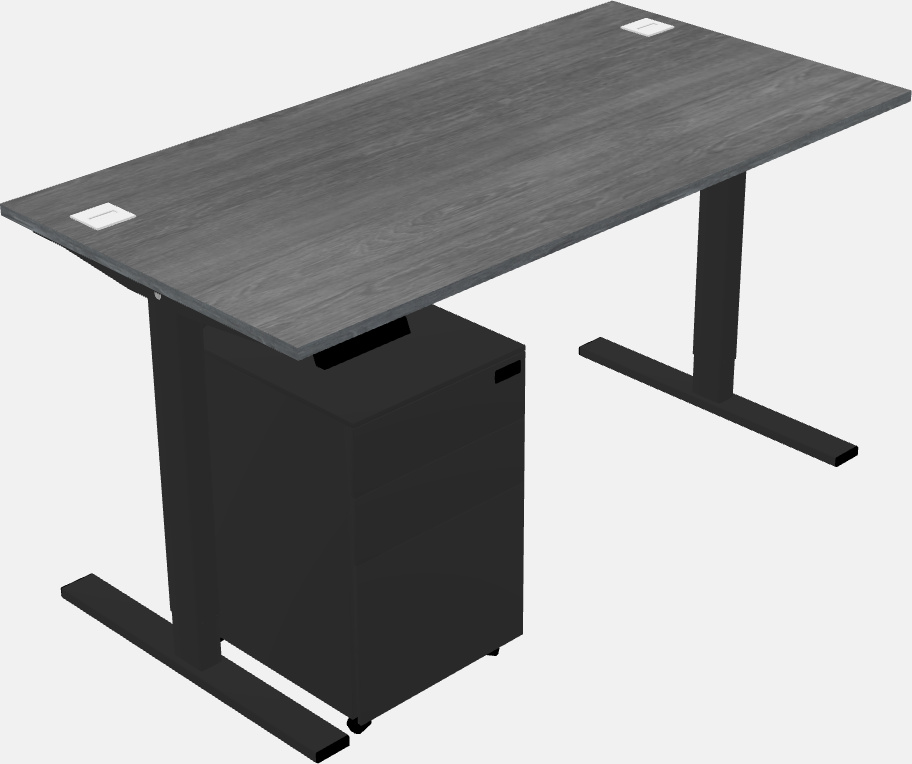 Sit-to-stand rectangular desk