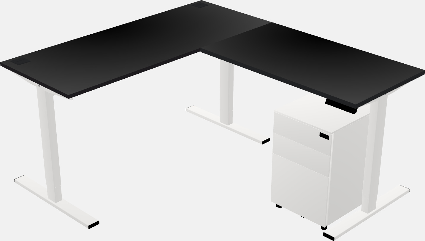 Sit-to-stand l-shaped desk