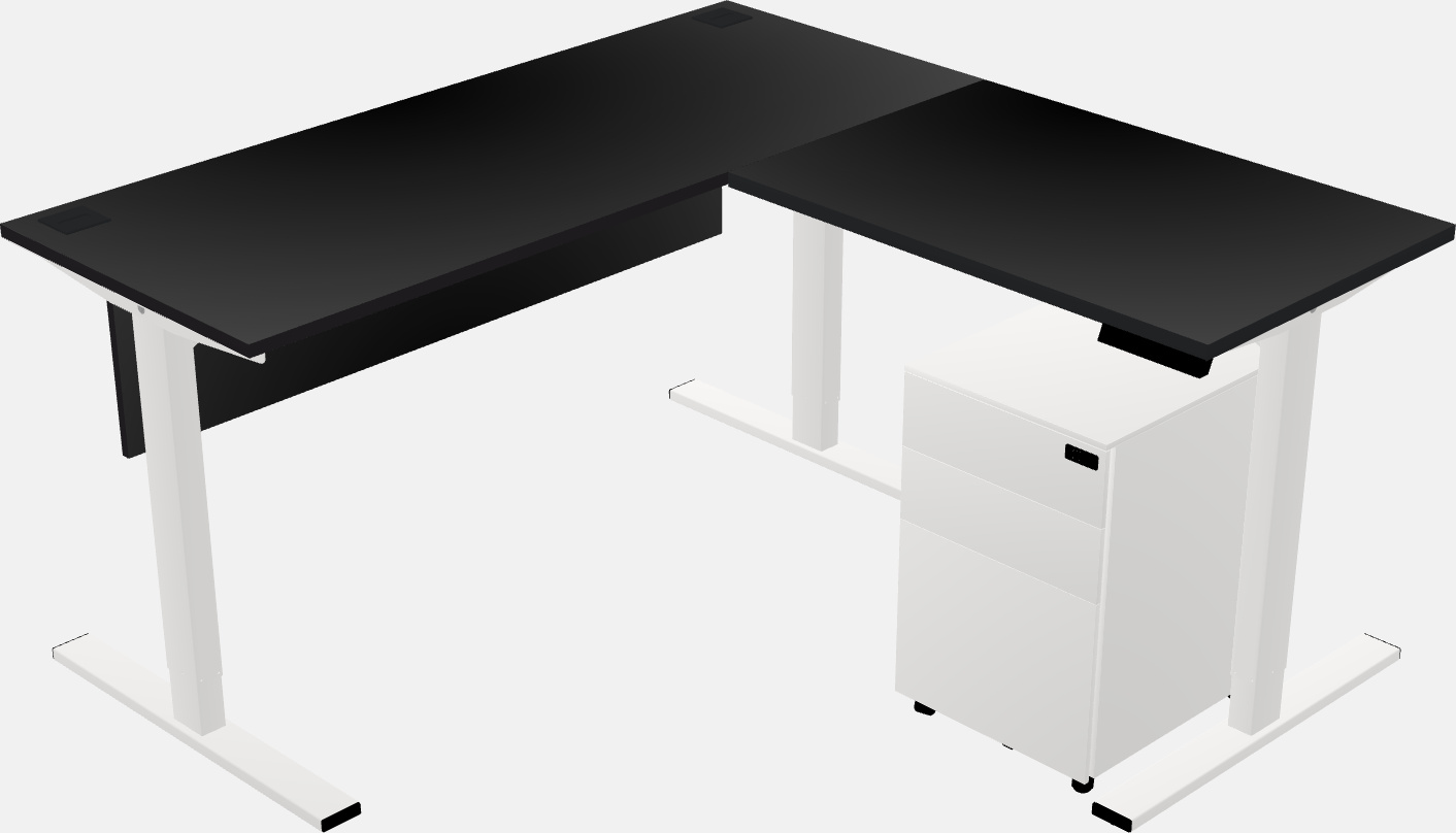 Mesa em forma de l sit-to-stand