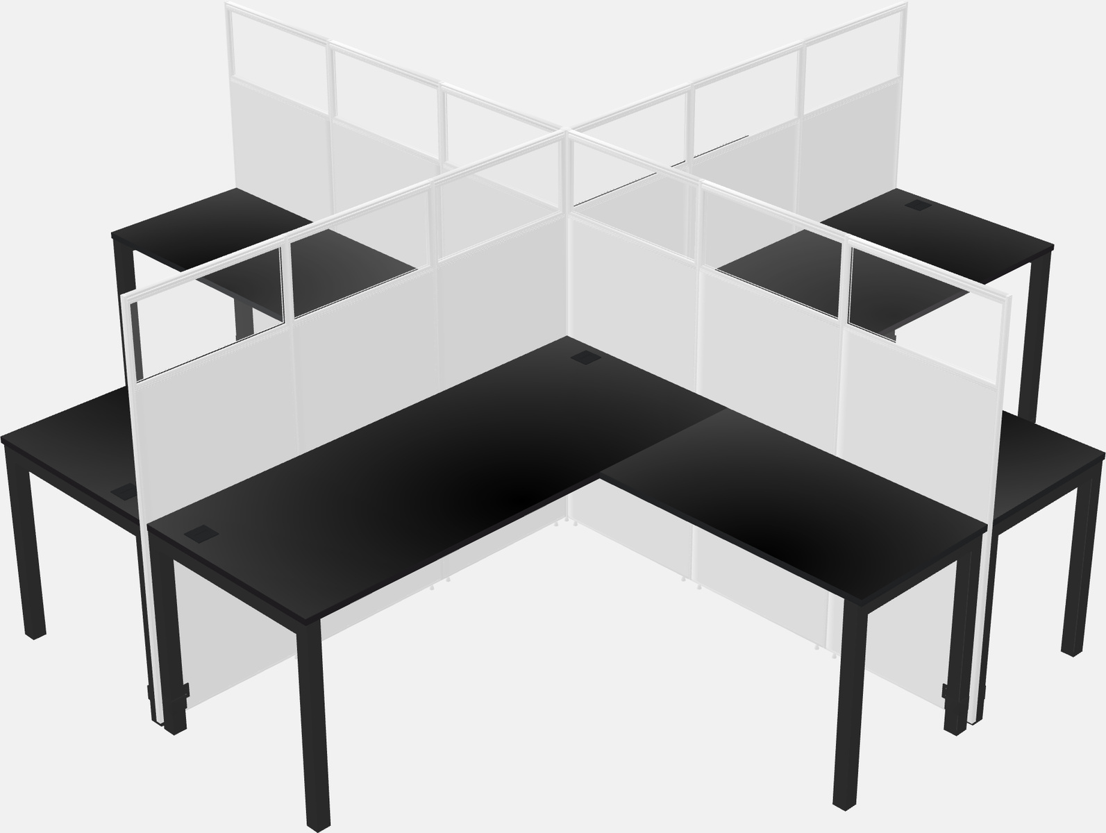 Cubículos compartidos en forma de l