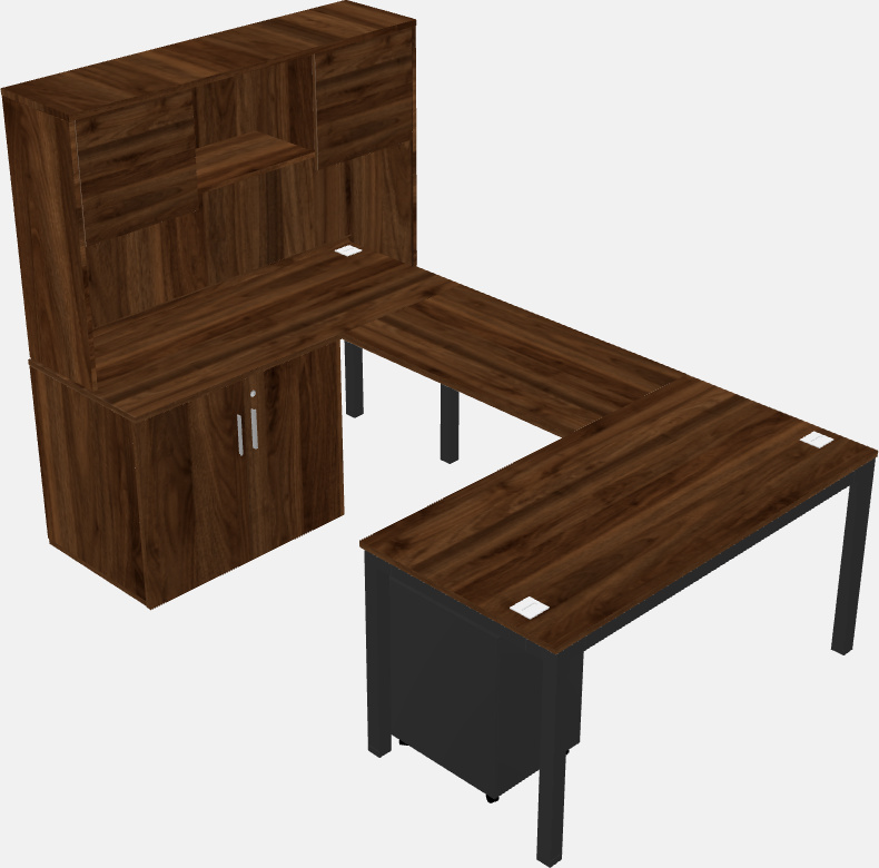 U-shaped desk + cabinet